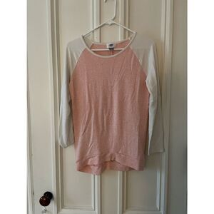 Old Navy pink and white baseball tee long sleeve top XL